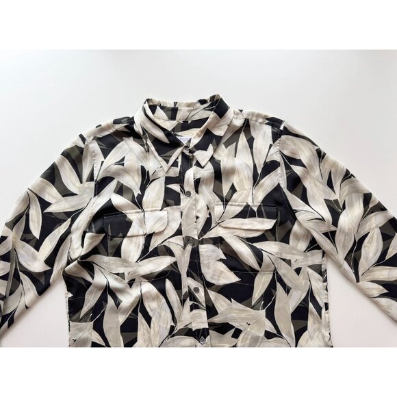 EQUIPMENT Slim Signature Leaf Print Crepe De Chine Button Up Shirt, Size L - Picture 6 of 13